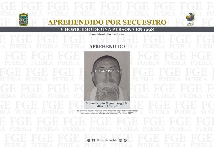 Aprehendido por secuestro y homicidio de una persona en 1998