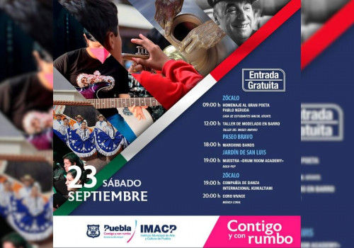 Anuncian actividades culturales de fin de semana en Puebla capital