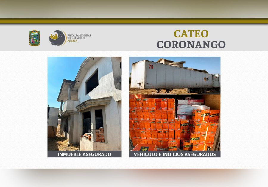 En Coronango, FGE recupera más de 300 cajas de licor