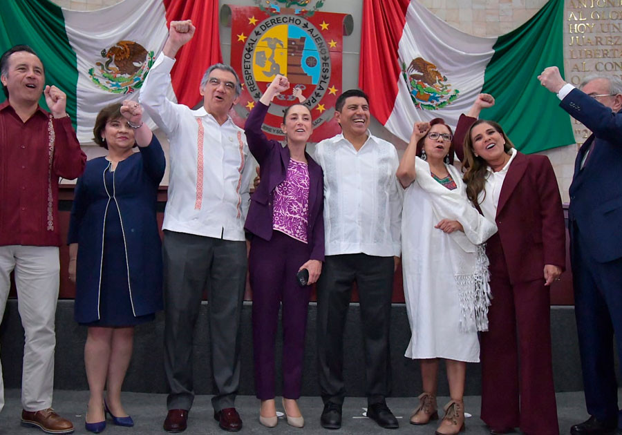 Claudia Sheinbaum asiste a la toma de posesión de Salomón Jara como gobernador de Oaxaca