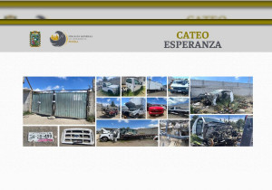 Asegura FGE 5 camionetas y autopartes robadas en Esperanza