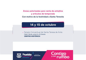Permitirán comercio por celebración a Santa Teresita en Puebla capital