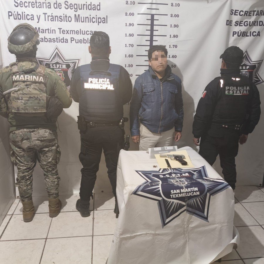 La SSP de San Martín Texmelucan detiene a masculino que portaba arma de fuego