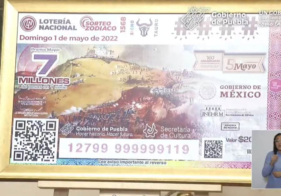 Aparece Batalla de Puebla en boletos de la Lotería Nacional