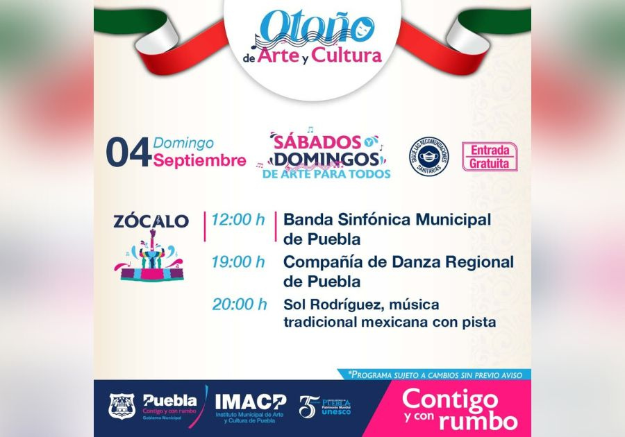 Con más de 80 actividades, Puebla capital celebrará el mes patrio