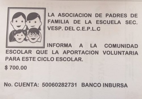 Cuota en escuela Izúcar 