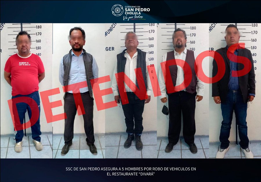 SSC de San Pedro Asegura a 5 hombres por robo de vehículos