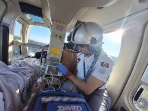 Paciente embarazada de Huauchinango es atendida oportunamente con traslado médico aéreo