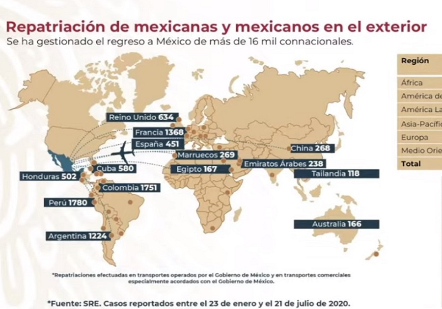 Mapa repatriación de mexicanos