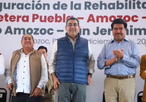 El gobernador Sergio Salomón inaugura la rehabilitación de la carretera Puebla-Amozoc-Perote