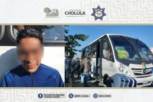 Acción coordinada permite el aseguramiento de un probable responsable relacionado con actos ilícitos en transporte público en San Pedro Cholula