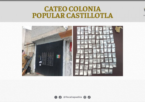 En la colonia Popular Castillotla, la FGE asegura cristal y marihuana