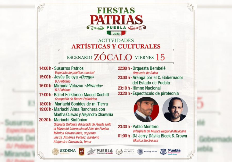 Fin de semana de celebraciones patrias en Centro Histórico de Puebla