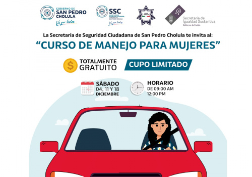 Impartirá SSC curso gratuito de manejo para mujeres en San Pedro Cholula
