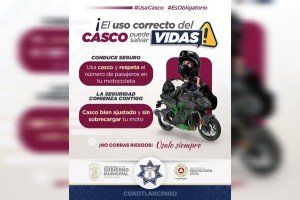Fomenta Gobierno de Cuautlancigo el uso del casco en motociclistas