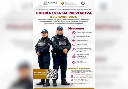 Convoca gobierno de Puebla a sumarse a Policía Estatal Preventiva y Estatal Custodio