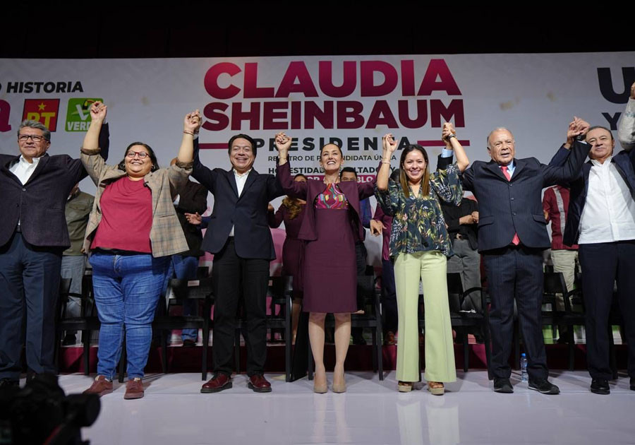 Morena, PT Y PVEM entregan a Claudia Sheinbaum constancia como precandidata única