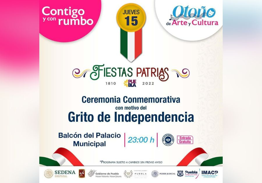 Así festejará Puebla capital el Grito de Independencia