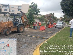 Agua de Puebla informa de labores por una fuga ubicada en la zona de Lomas de Angelópolis