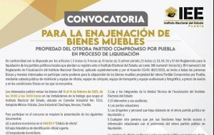 IEE subasta bienes del extinto partido Compromiso por Puebla