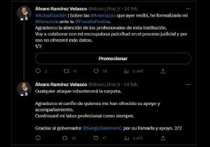 Respecto de las amenazas que recibió nuestro director Álvaro Ramírez Velasco: