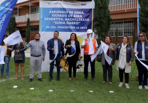 Inicia Ayuntamiento de San Andrés Cholula, construcción del techado del bachillerato Elena Garro   
