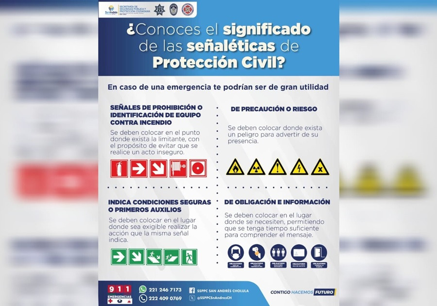 Promueve gobierno de San Andrés Cholula señalamientos en materia de protección civil  