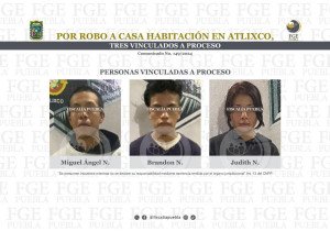 Por robo a casa habitación en Atlixco, 3 son vinculados a proceso